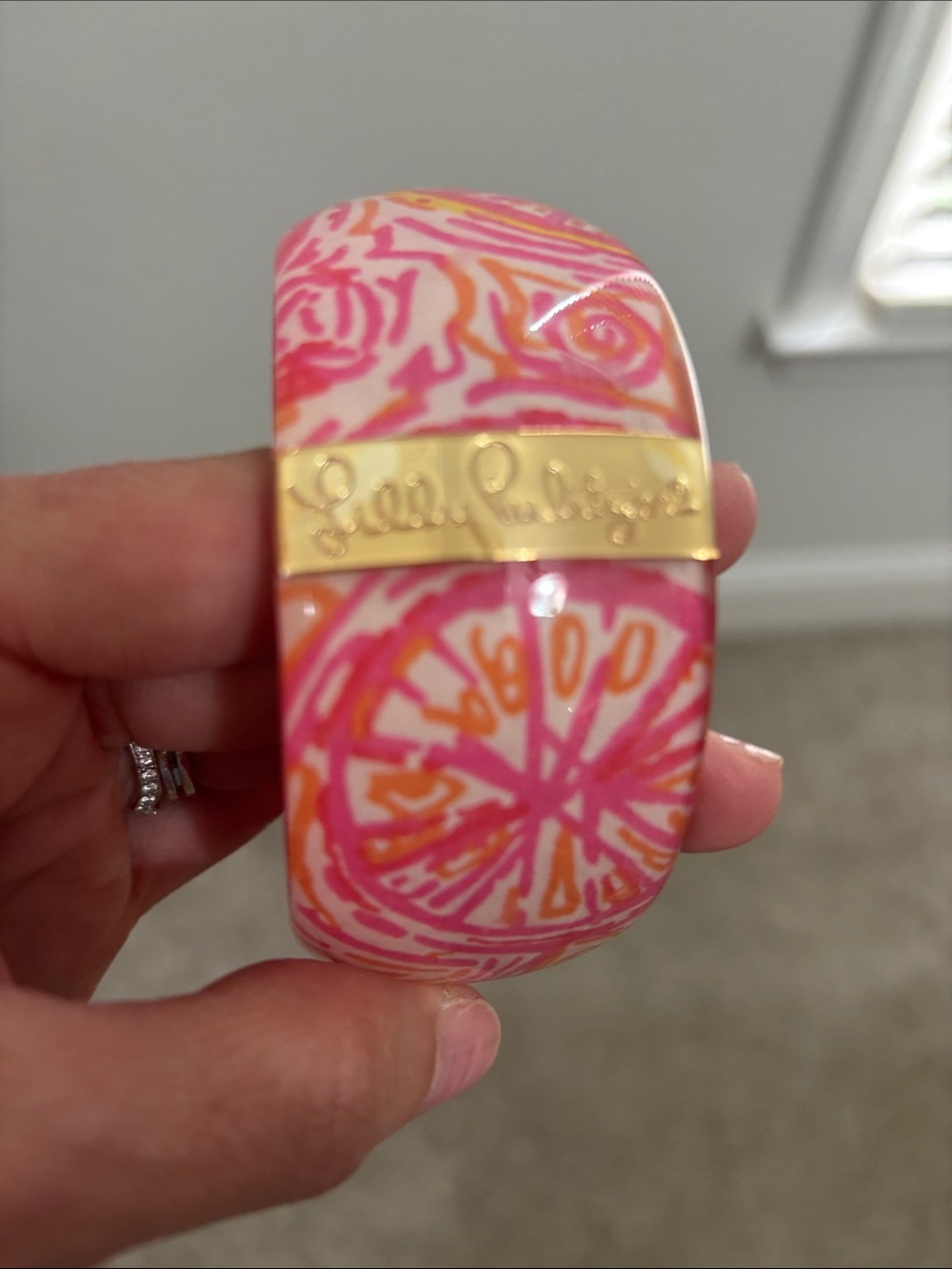 Lilly Pulitzer Pink & Orange Enamel Logo Cuff Bracelet
